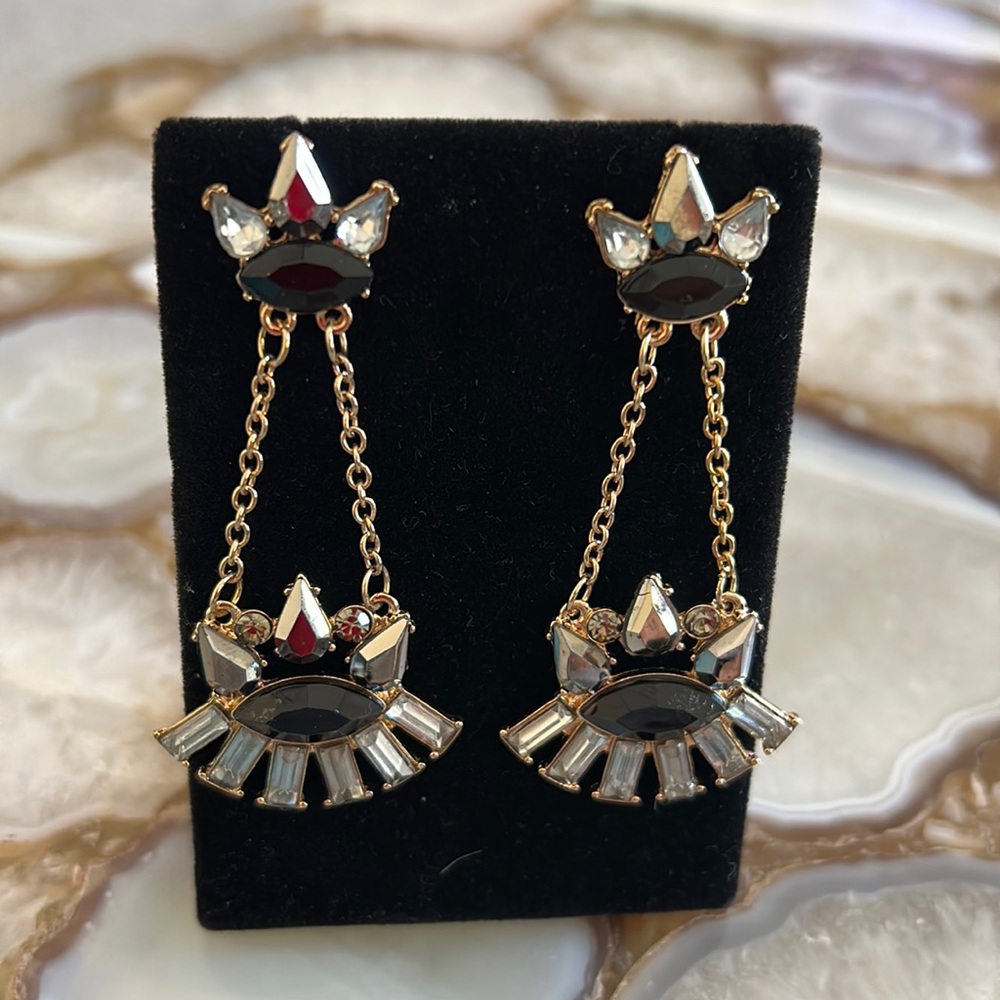 Hematite & Jet Black Dangle Earrings-Boutique